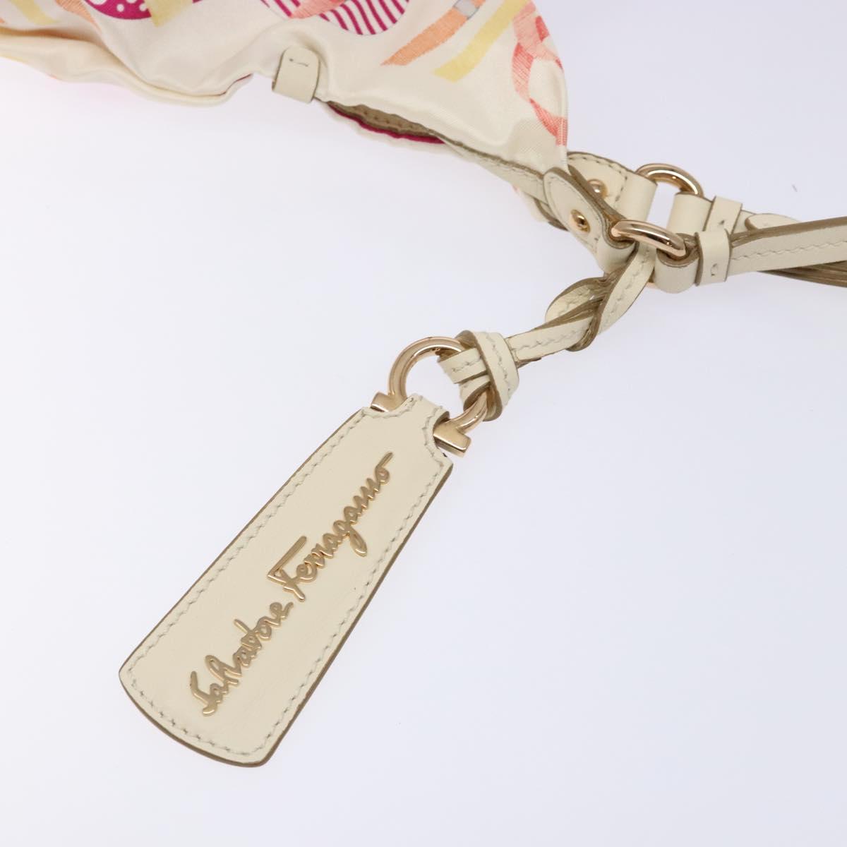 Salvatore Ferragamo Shoulder Bag Nylon Beige Gold Auth gh550