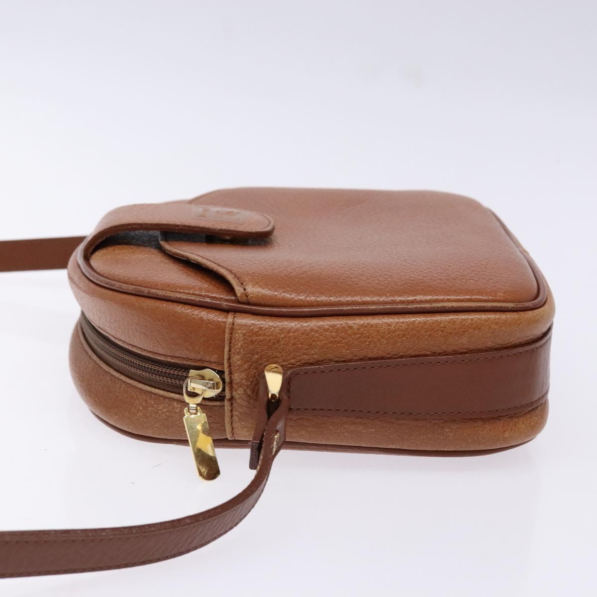 Burberrys Shoulder Bag Leather Brown Gold Auth gh556