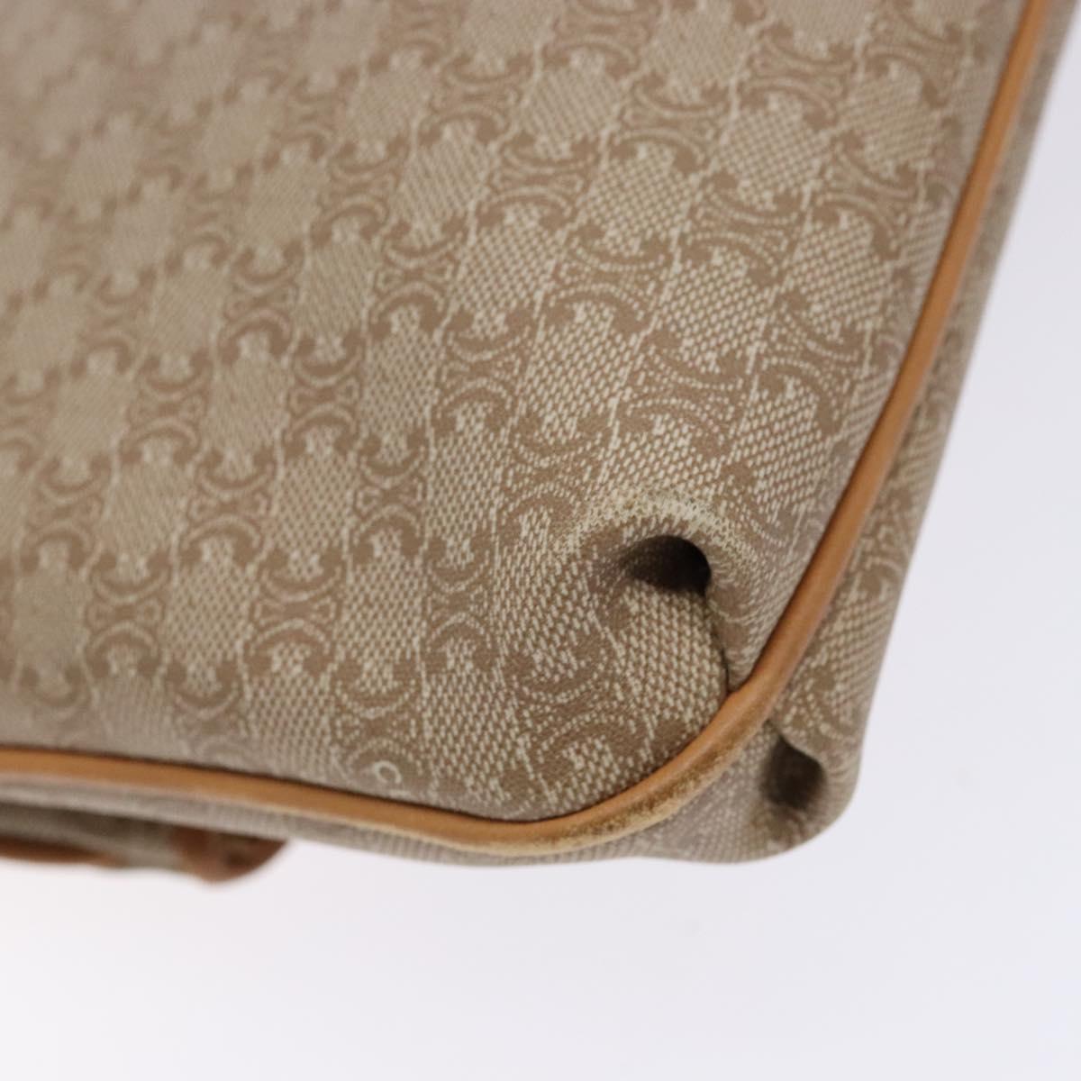 CELINE Macadam Canvas Clutch Bag PVC Beige Gold Auth gh557