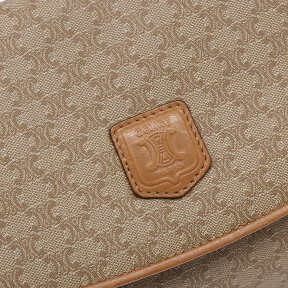 CELINE Macadam Canvas Clutch Bag PVC Beige Gold Auth gh557