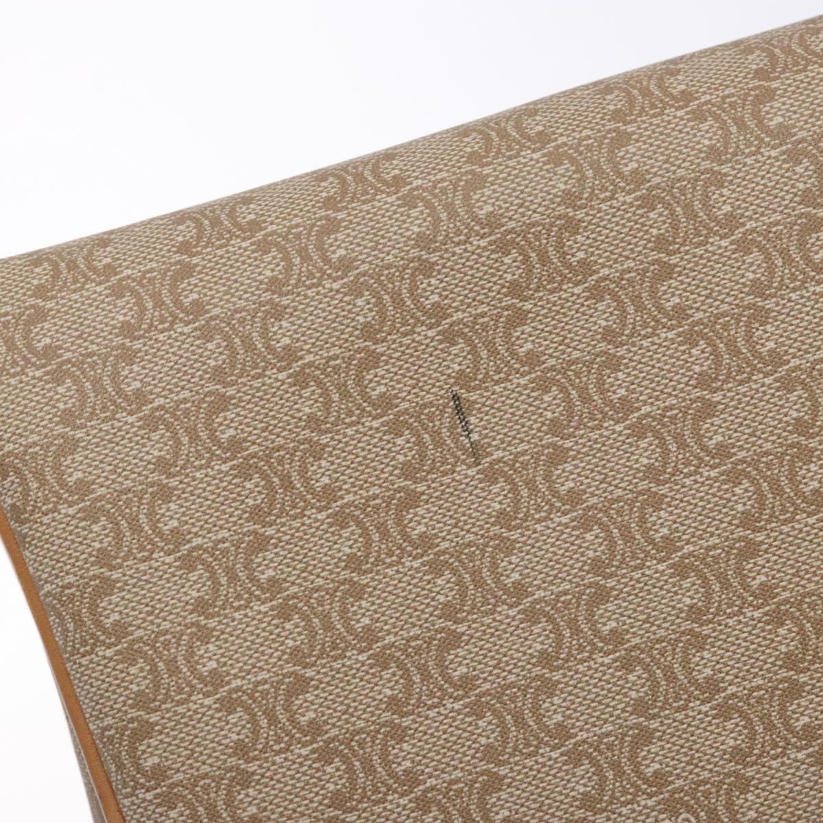 CELINE Macadam Canvas Clutch Bag PVC Beige Gold Auth gh557