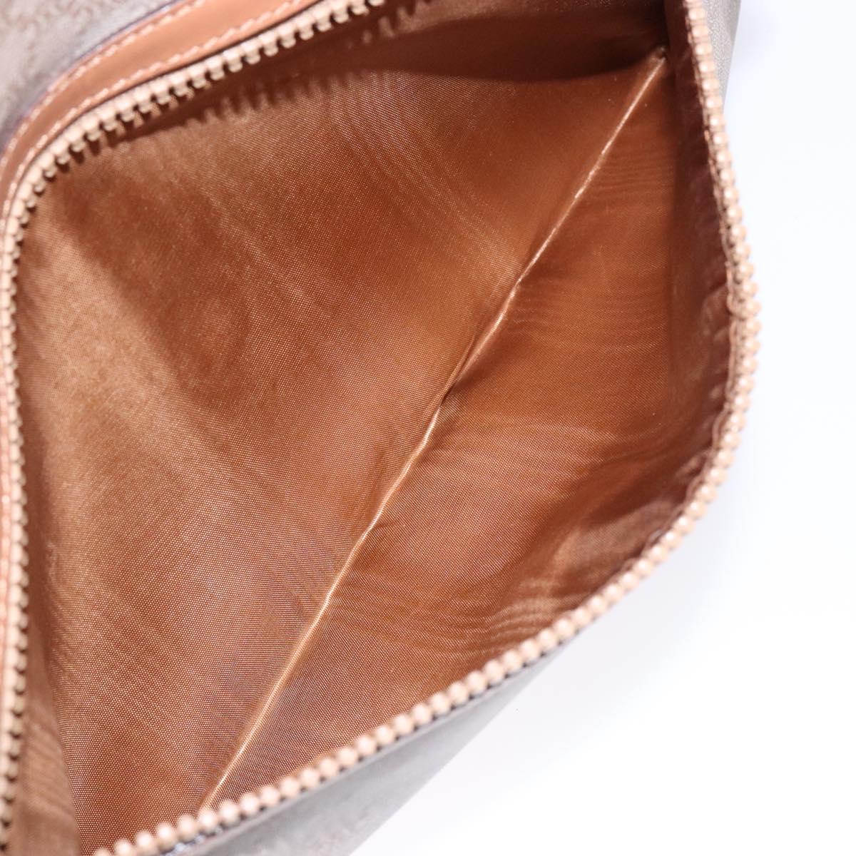 CELINE Macadam Canvas Clutch Bag PVC Beige Gold Auth gh557