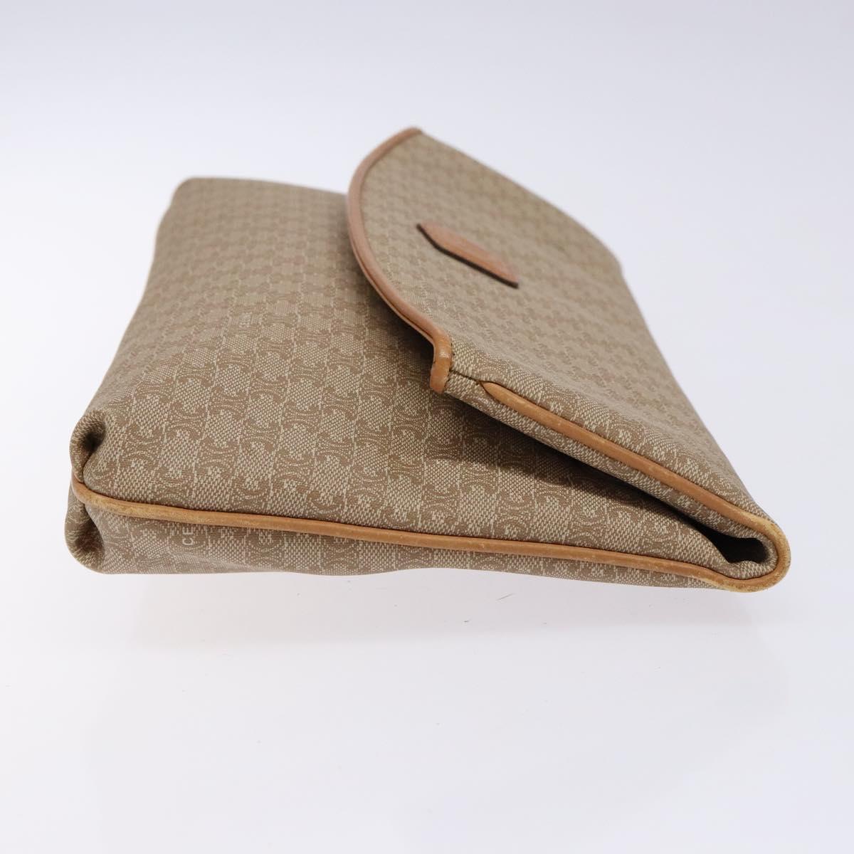 CELINE Macadam Canvas Clutch Bag PVC Beige Gold Auth gh557