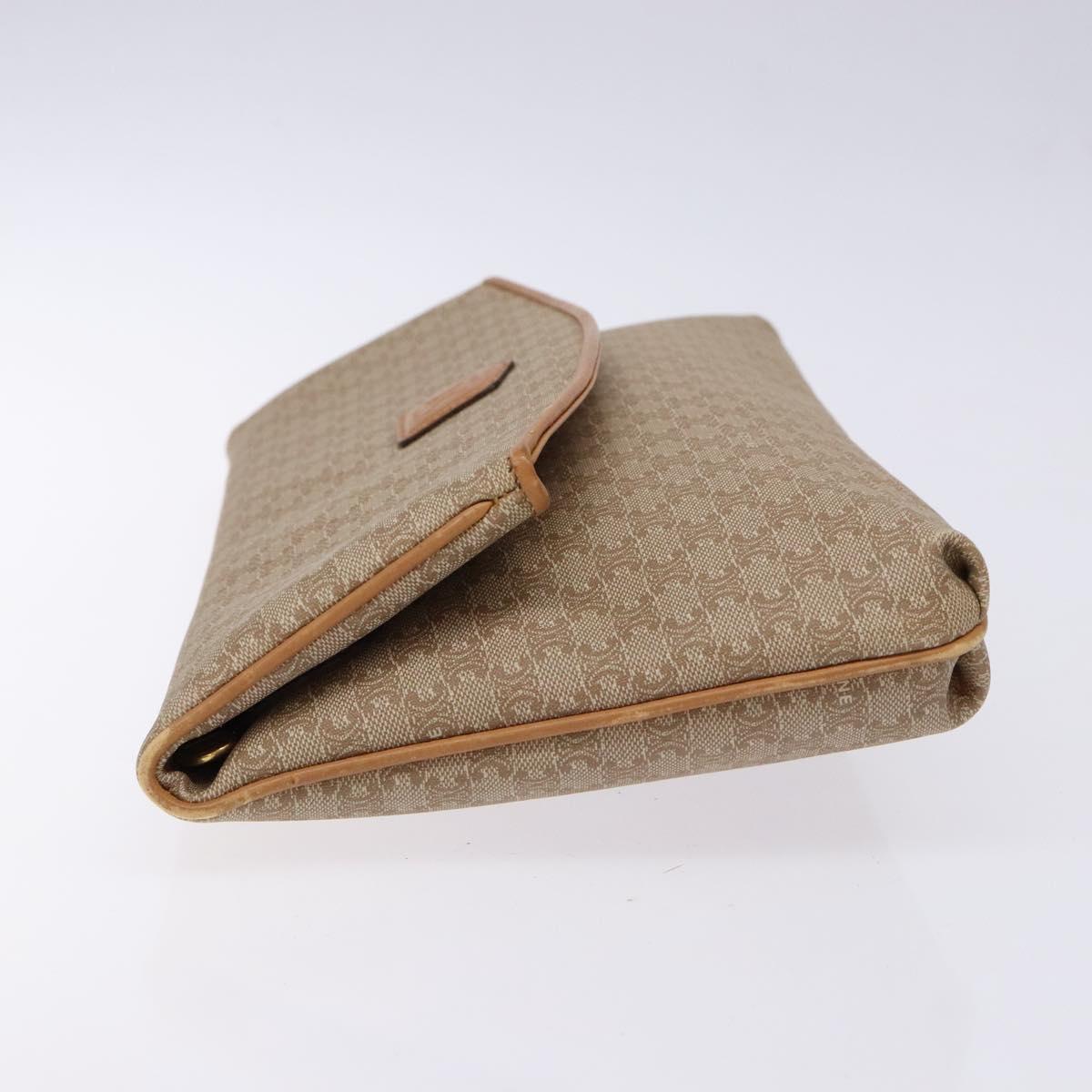 CELINE Macadam Canvas Clutch Bag PVC Beige Gold Auth gh557