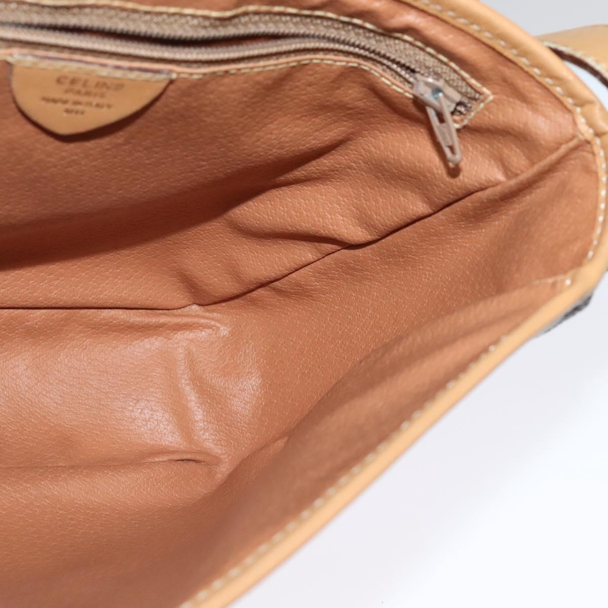 CELINE Macadam Canvas Shoulder Bag PVC Beige Gold Auth gh566