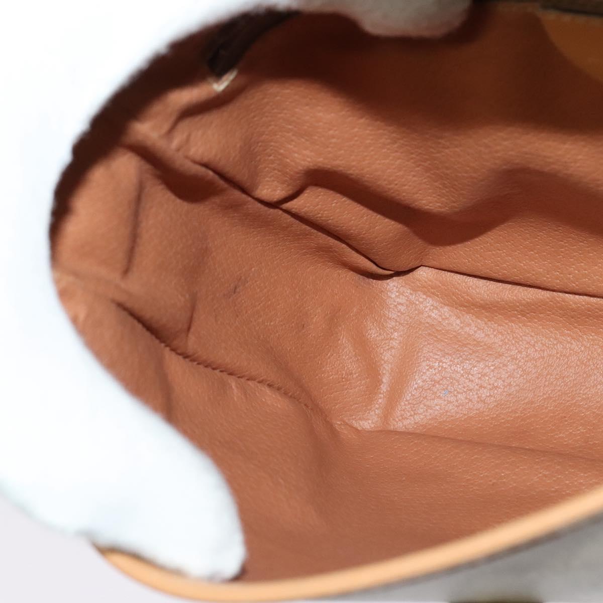 CELINE Macadam Canvas Shoulder Bag PVC Beige Gold Auth gh566