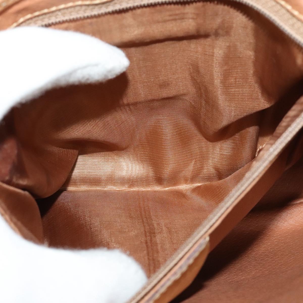 CELINE Macadam Canvas Shoulder Bag PVC Beige Gold Auth gh566