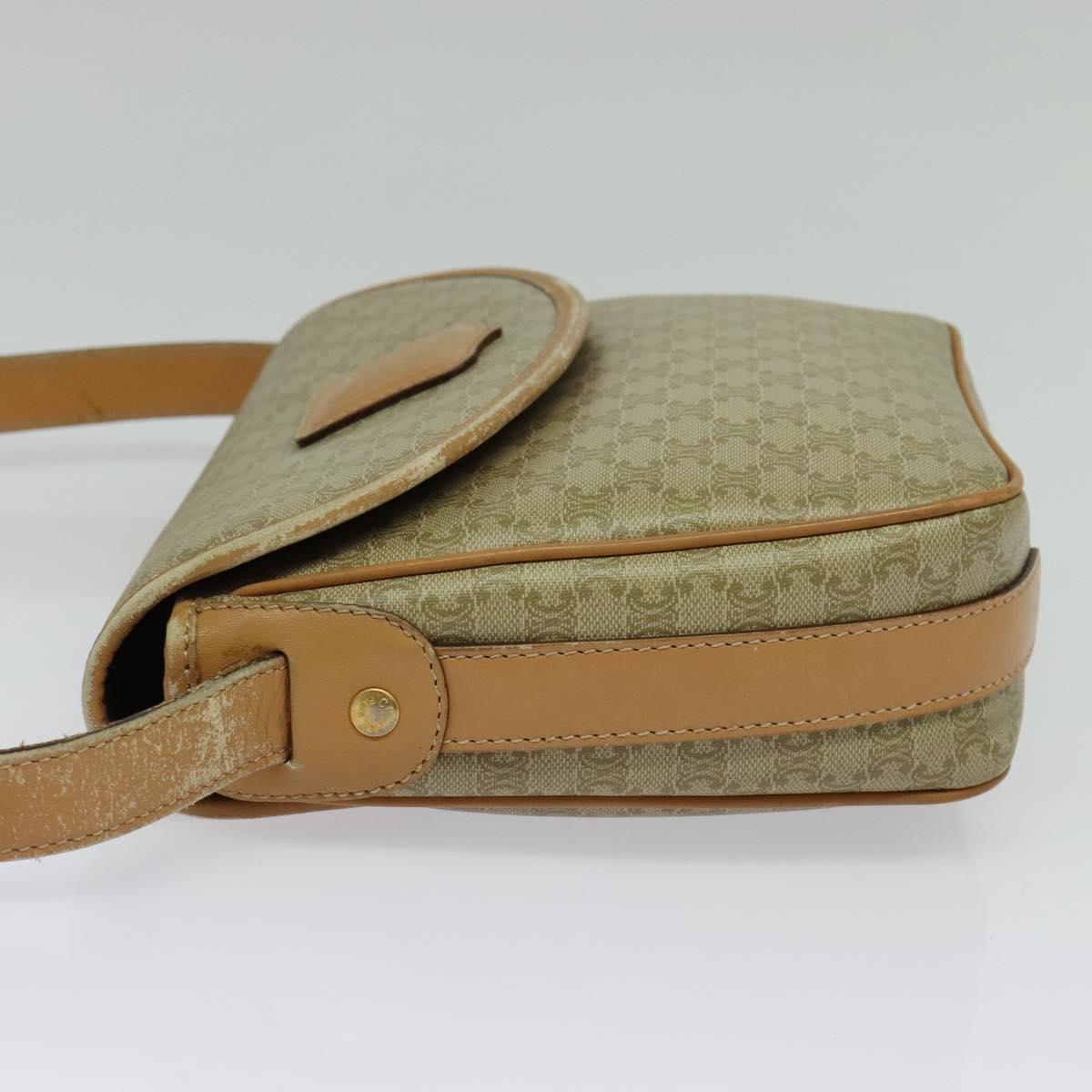 CELINE Macadam Canvas Shoulder Bag PVC Beige Gold Auth gh566