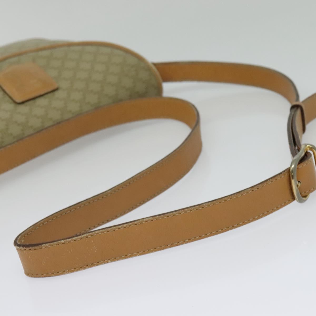 CELINE Macadam Canvas Shoulder Bag PVC Beige Gold Auth gh566