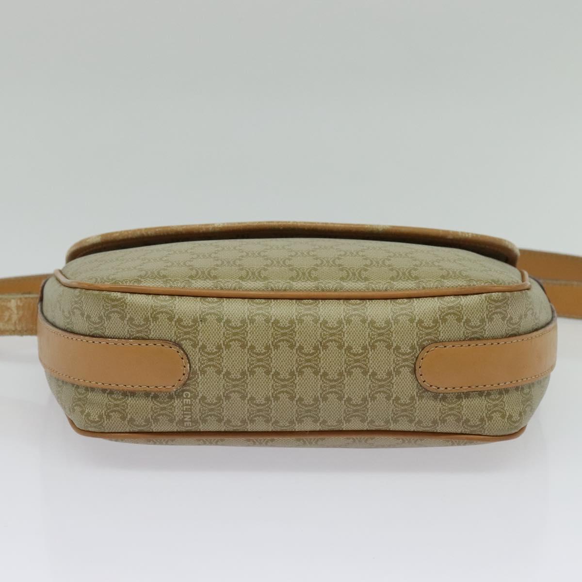 CELINE Macadam Canvas Shoulder Bag PVC Beige Gold Auth gh566