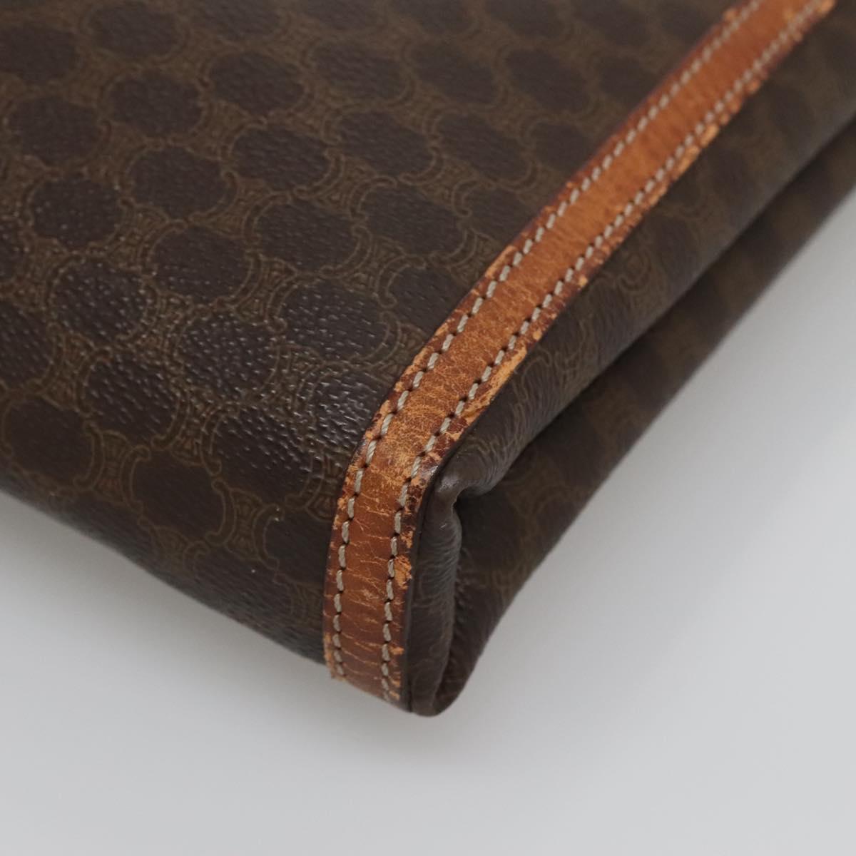 CELINE Macadam Canvas Clutch Bag PVC Leather Brown Auth gh579