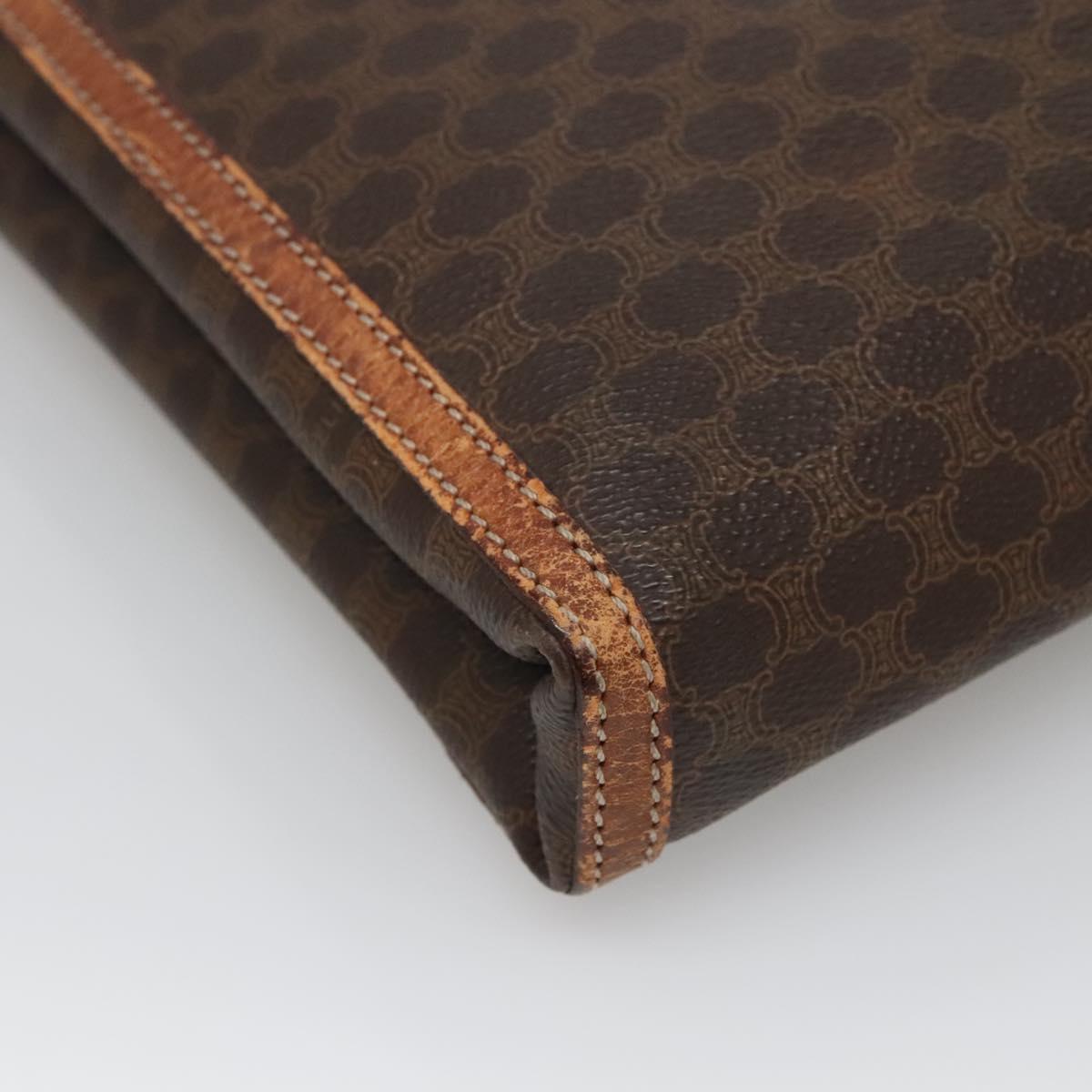 CELINE Macadam Canvas Clutch Bag PVC Leather Brown Auth gh579