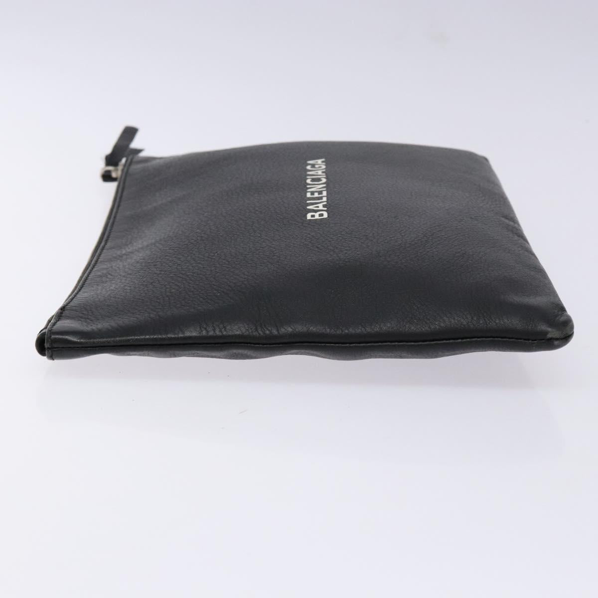 BALENCIAGA Clutch Bag Leather Black Silver 485110 Auth gh590