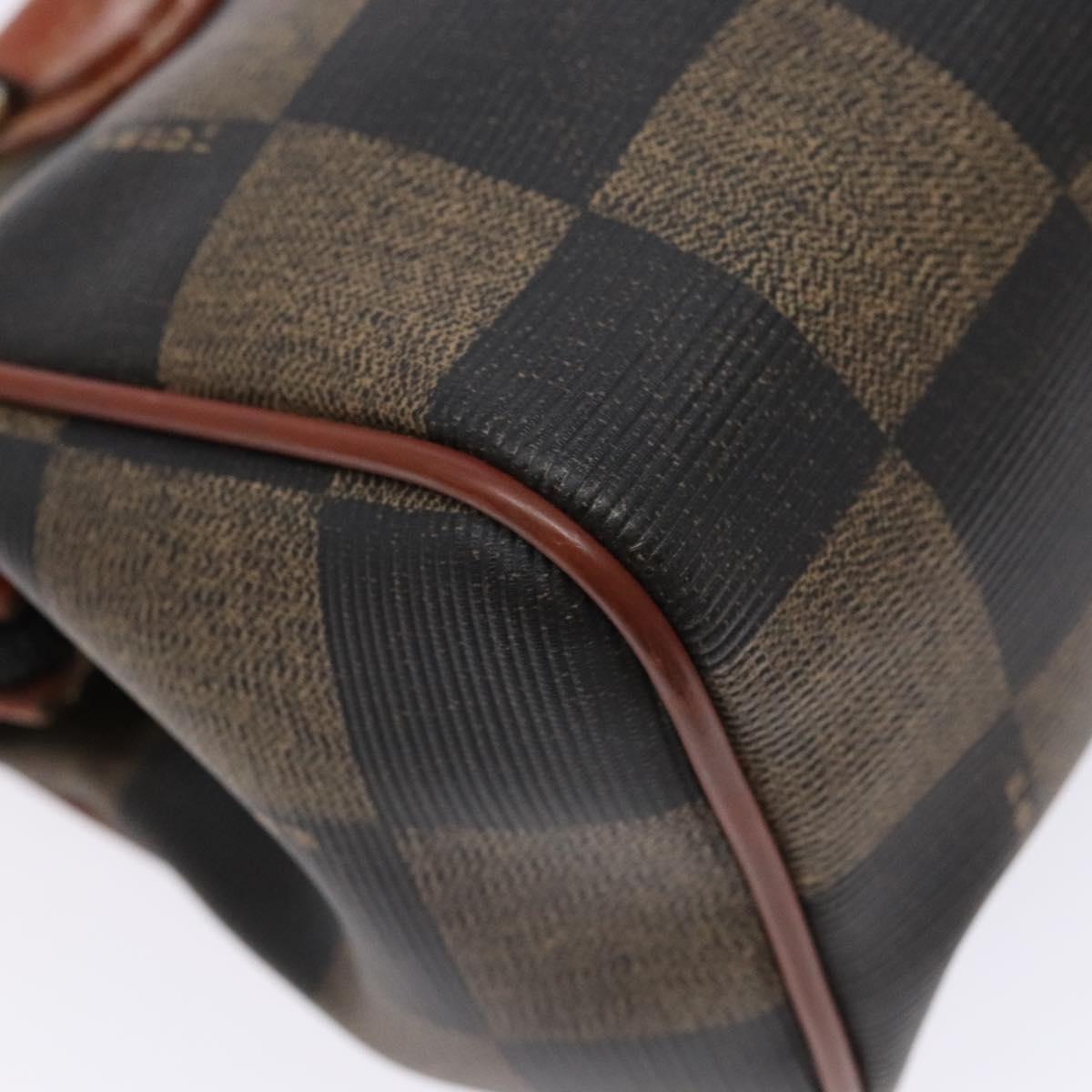 FENDI Pecan Canvas Hand Bag Black Brown Auth gh591