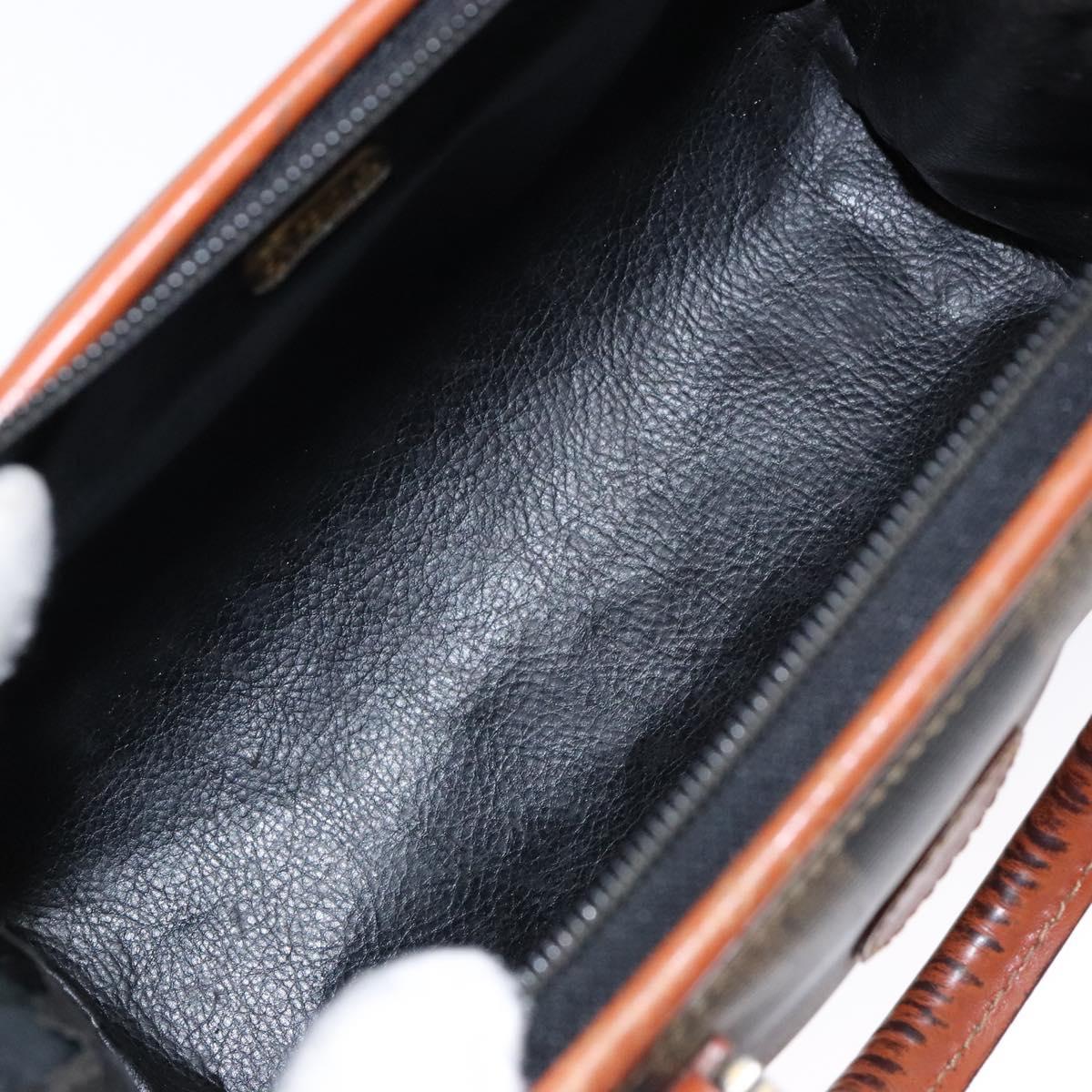 FENDI Pecan Canvas Hand Bag Black Brown Auth gh591