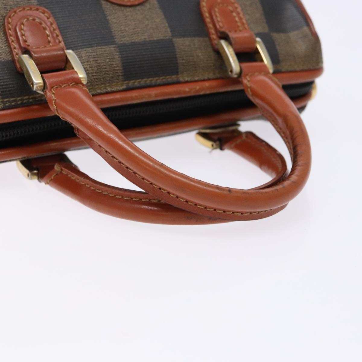 FENDI Pecan Canvas Hand Bag Black Brown Auth gh591