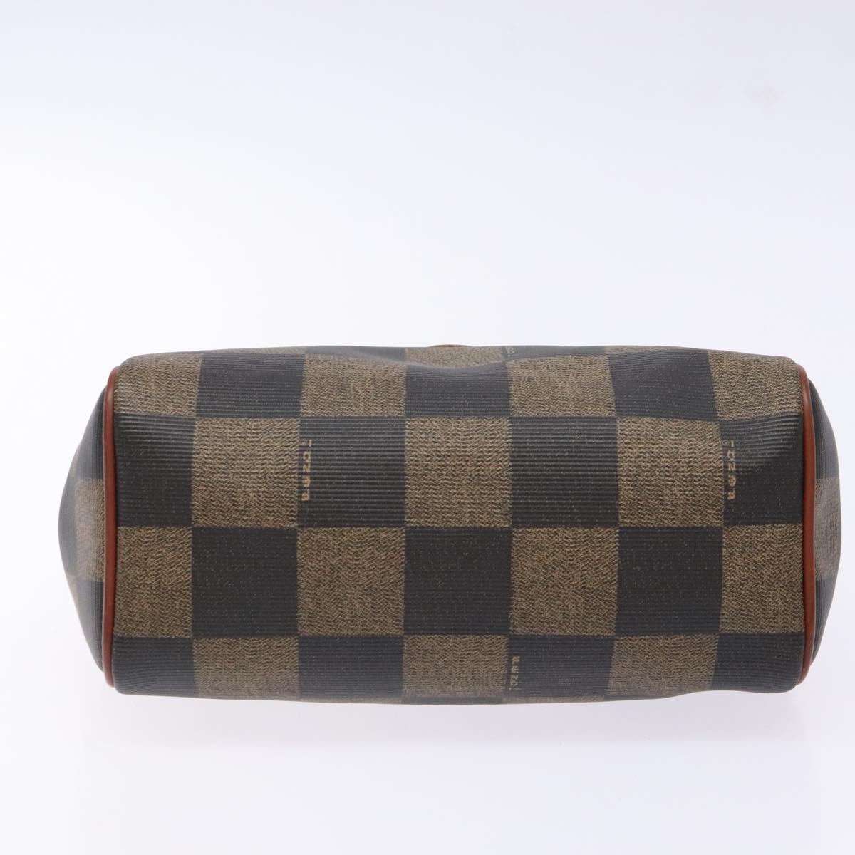 FENDI Pecan Canvas Hand Bag Black Brown Auth gh591