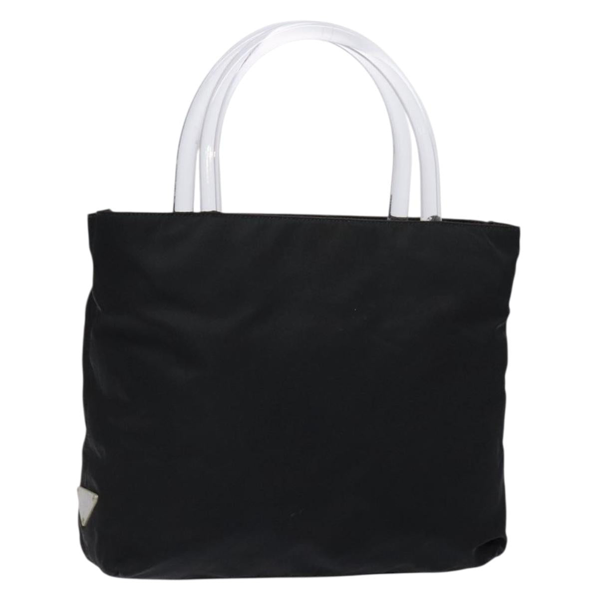 PRADA Hand Bag Nylon Black Silver Auth gh600