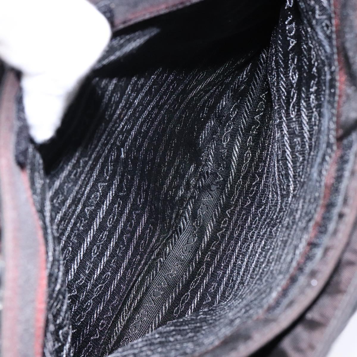 PRADA Hand Bag Nylon Black Silver Auth gh600