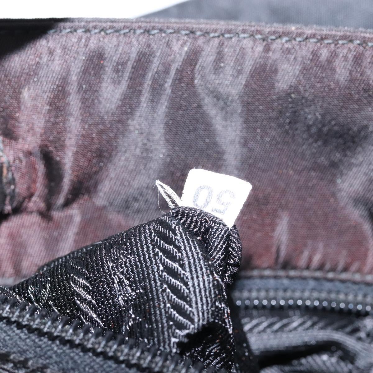 PRADA Hand Bag Nylon Black Silver Auth gh600
