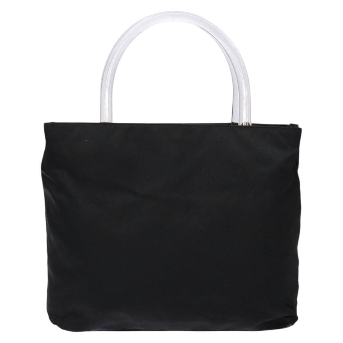 PRADA Hand Bag Nylon Black Silver Auth gh600