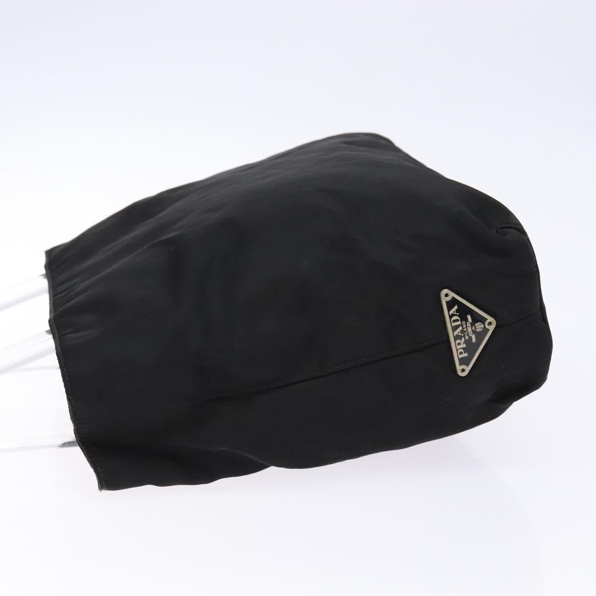 PRADA Hand Bag Nylon Black Silver Auth gh600