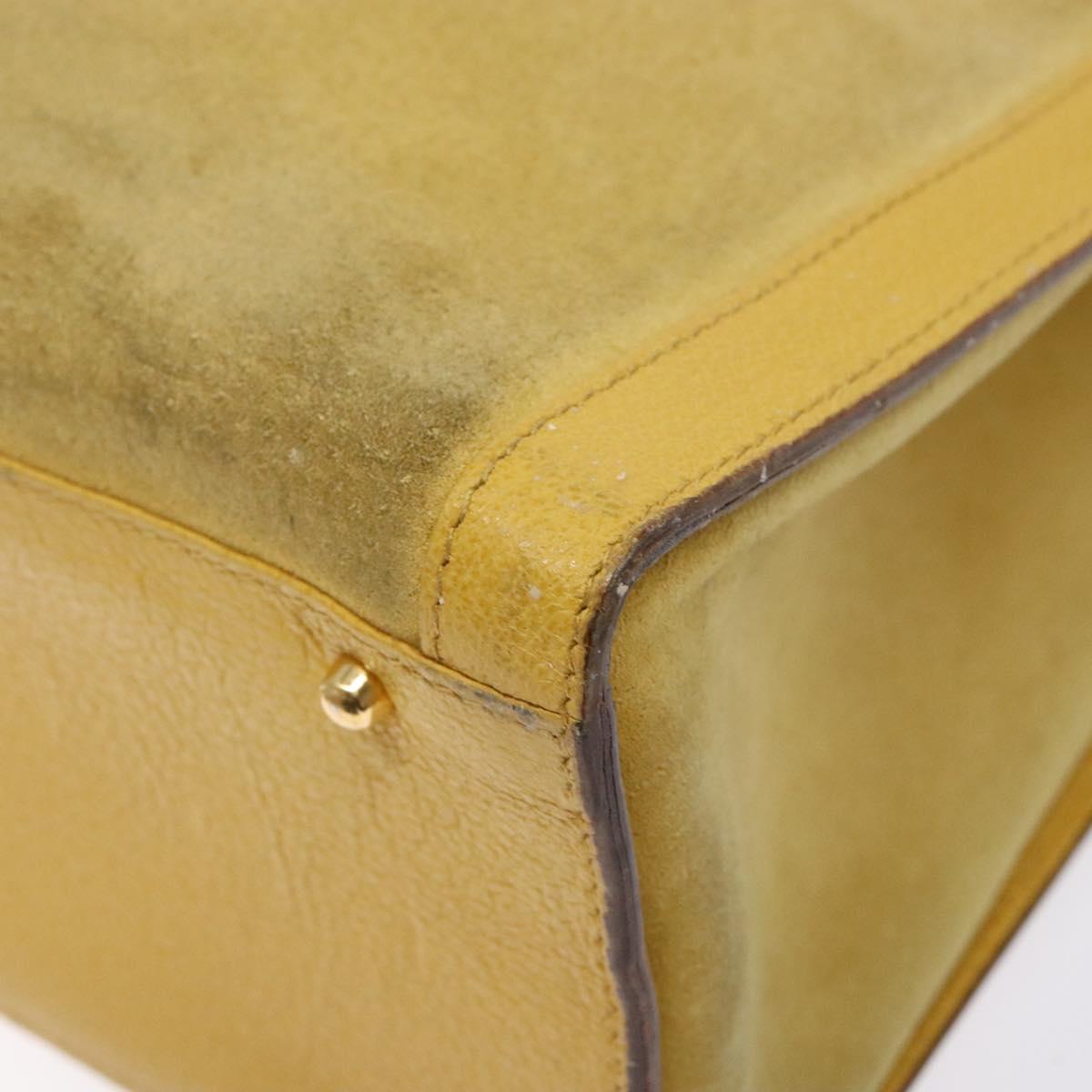 GUCCI Bamboo Hand Bag Suede Leather Yellow Gold 002 2853 0260 0 Auth gh602