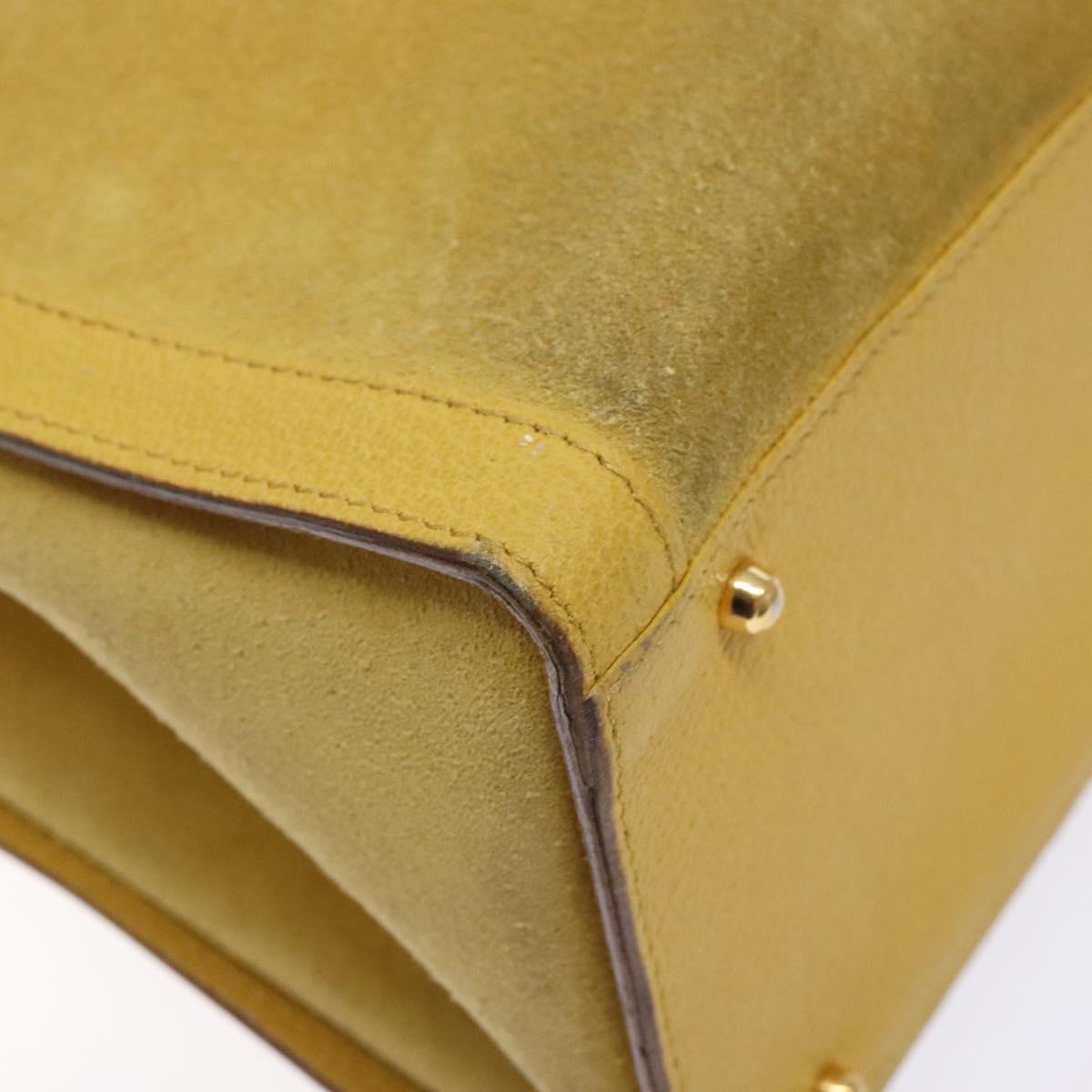 GUCCI Bamboo Hand Bag Suede Leather Yellow Gold 002 2853 0260 0 Auth gh602