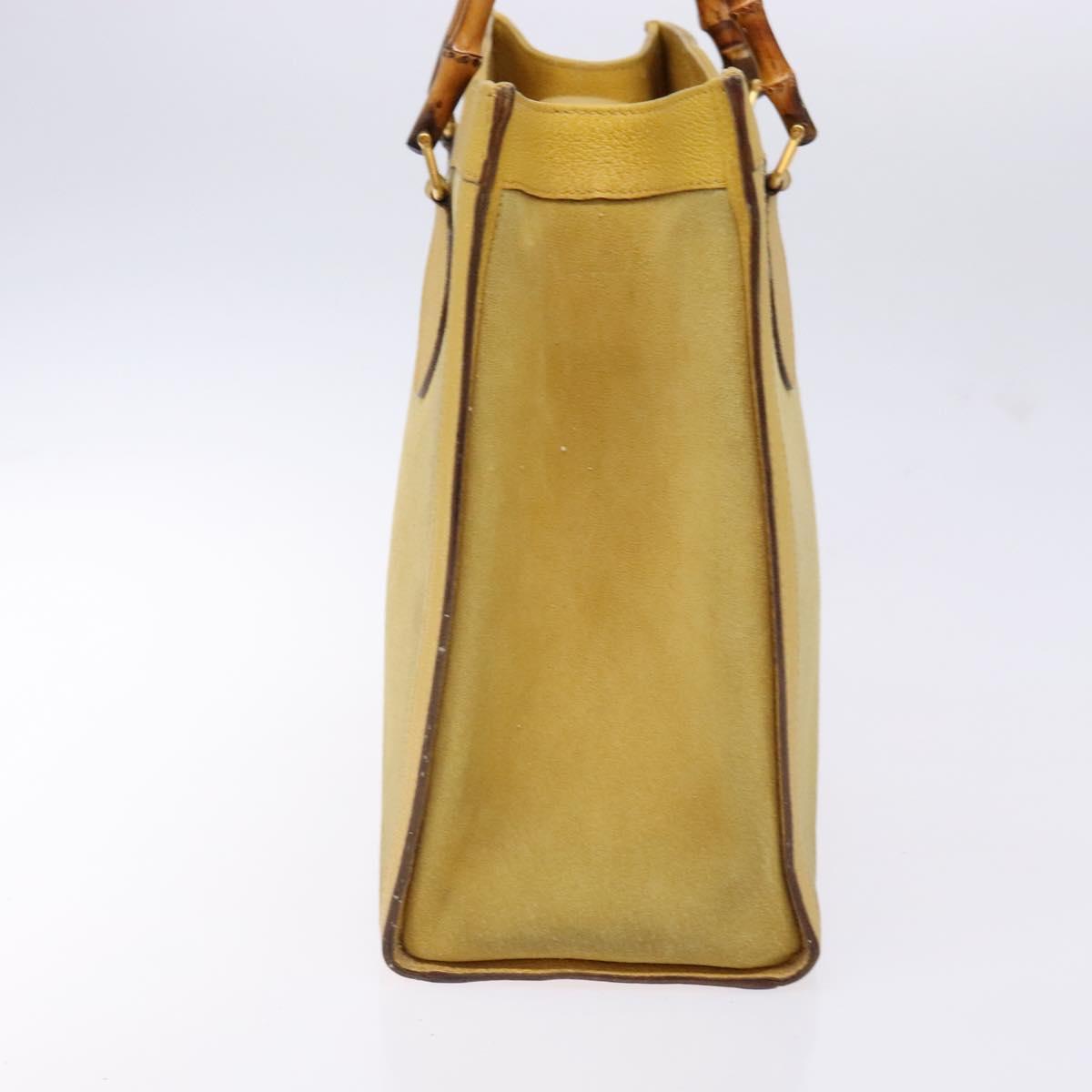 GUCCI Bamboo Hand Bag Suede Leather Yellow Gold 002 2853 0260 0 Auth gh602
