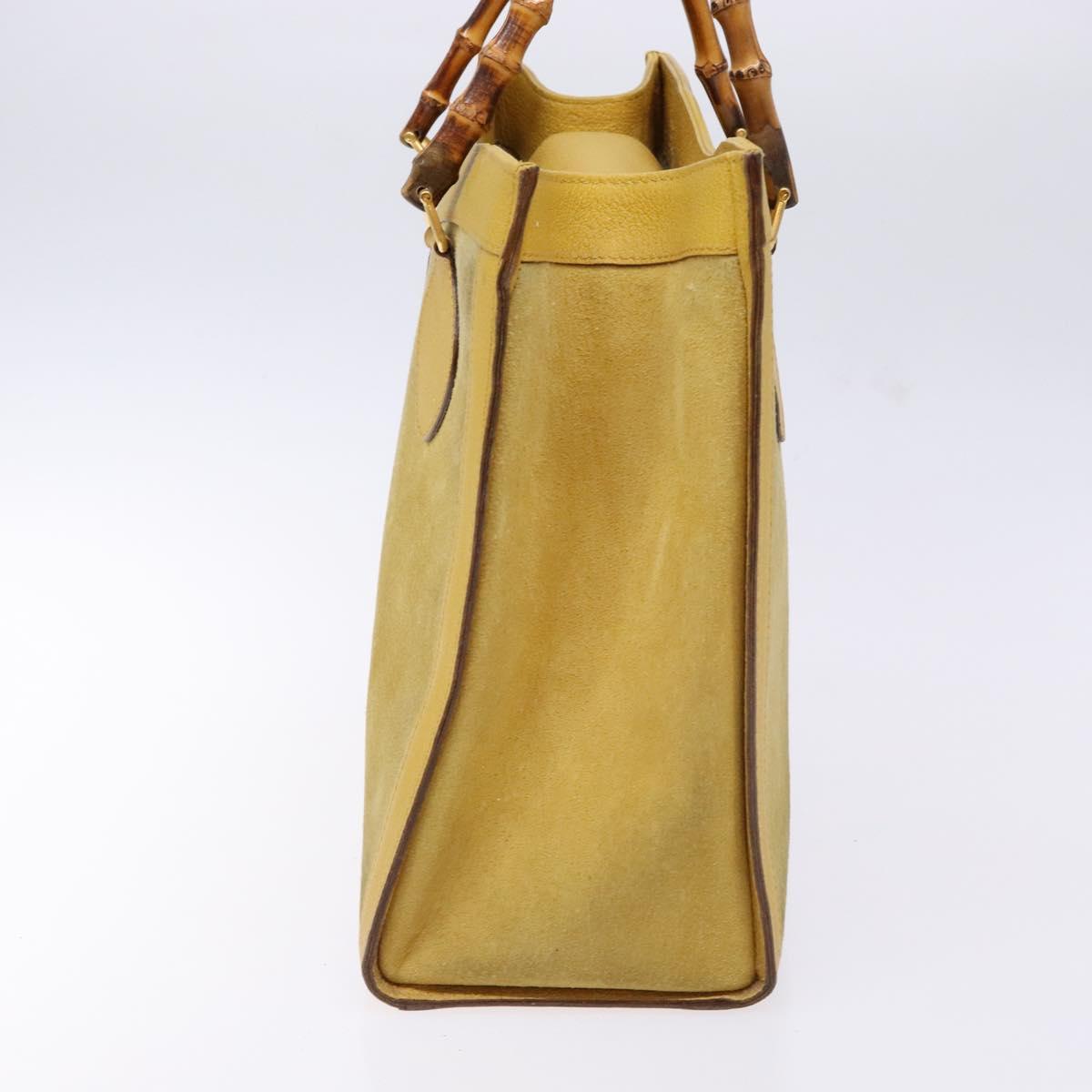 GUCCI Bamboo Hand Bag Suede Leather Yellow Gold 002 2853 0260 0 Auth gh602