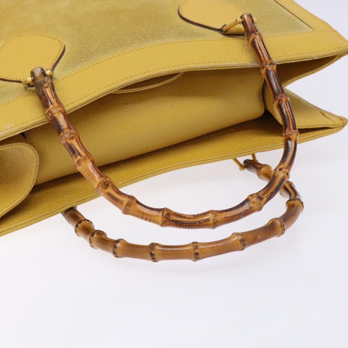 GUCCI Bamboo Hand Bag Suede Leather Yellow Gold 002 2853 0260 0 Auth gh602