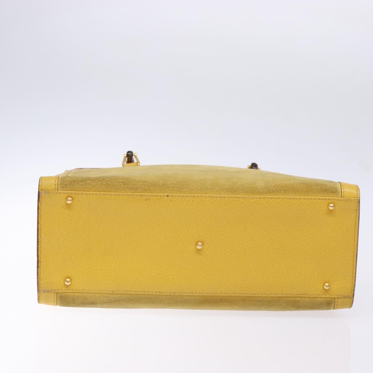 GUCCI Bamboo Hand Bag Suede Leather Yellow Gold 002 2853 0260 0 Auth gh602