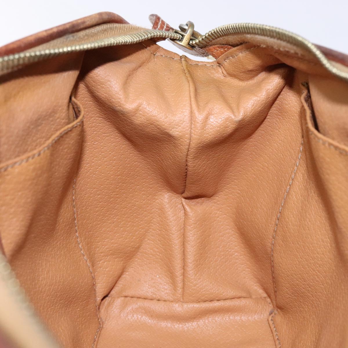 CELINE Macadam Canvas Clutch Bag PVC Leather Brown Gold Auth gh607