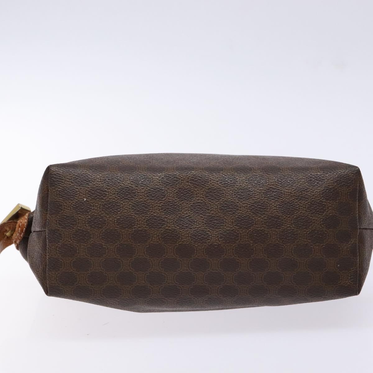 CELINE Macadam Canvas Clutch Bag PVC Leather Brown Gold Auth gh607