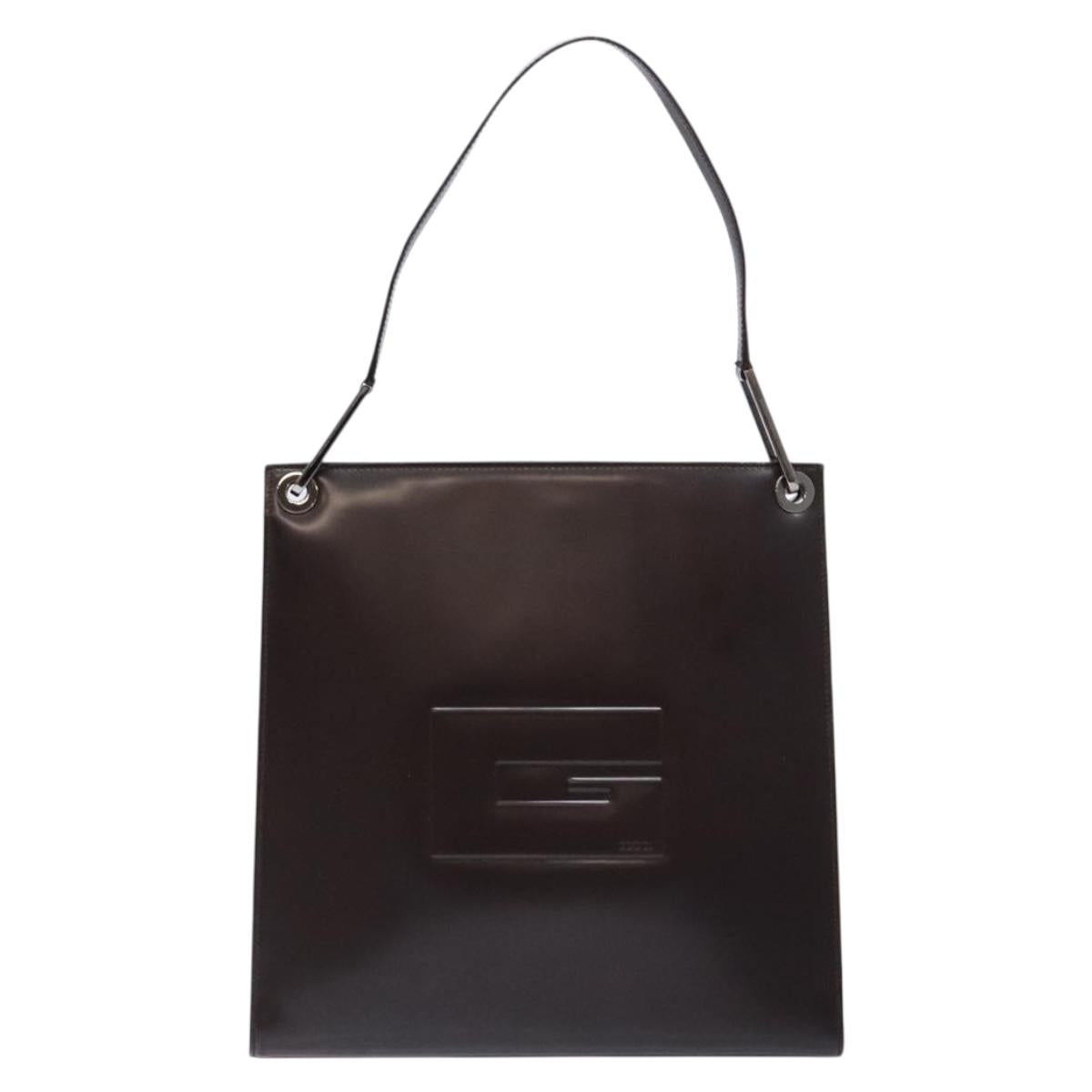 GUCCI Shoulder Bag Patent leather Black Silver Auth gh609
