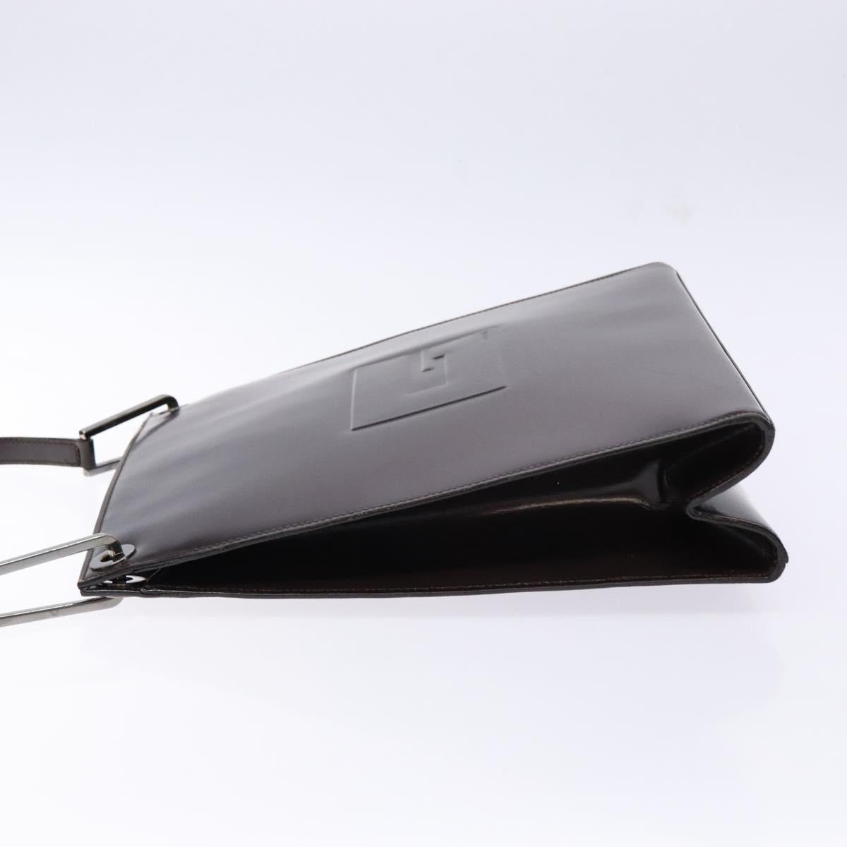 GUCCI Shoulder Bag Patent leather Black Silver Auth gh609