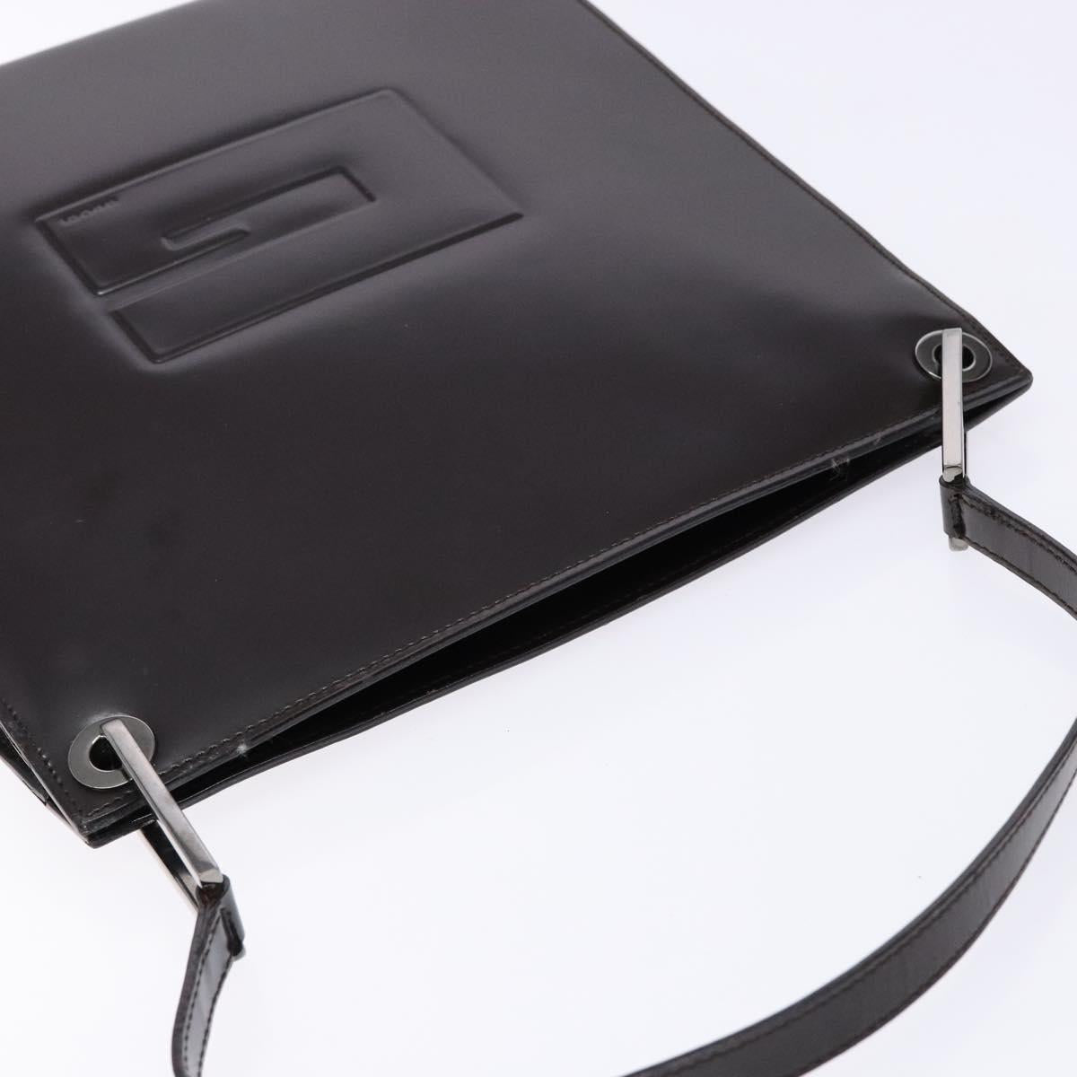 GUCCI Shoulder Bag Patent leather Black Silver Auth gh609