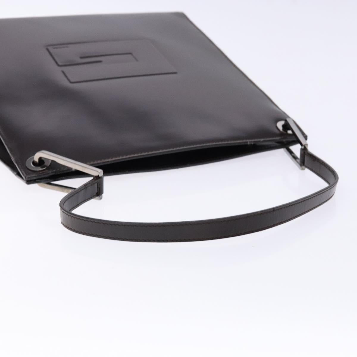 GUCCI Shoulder Bag Patent leather Black Silver Auth gh609