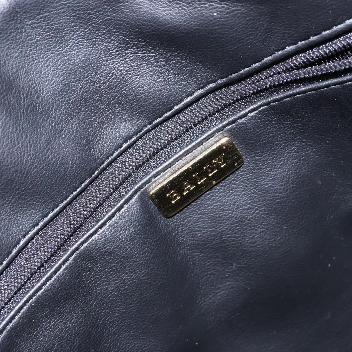 BALLY Hand Bag Leather Gray Gold Auth gh611