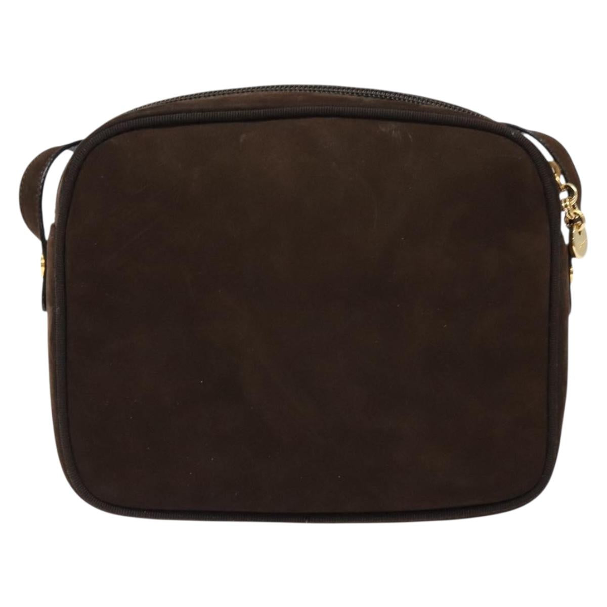 Salvatore Ferragamo Vala Shoulder Bag Suede Brown Gold Auth gh619