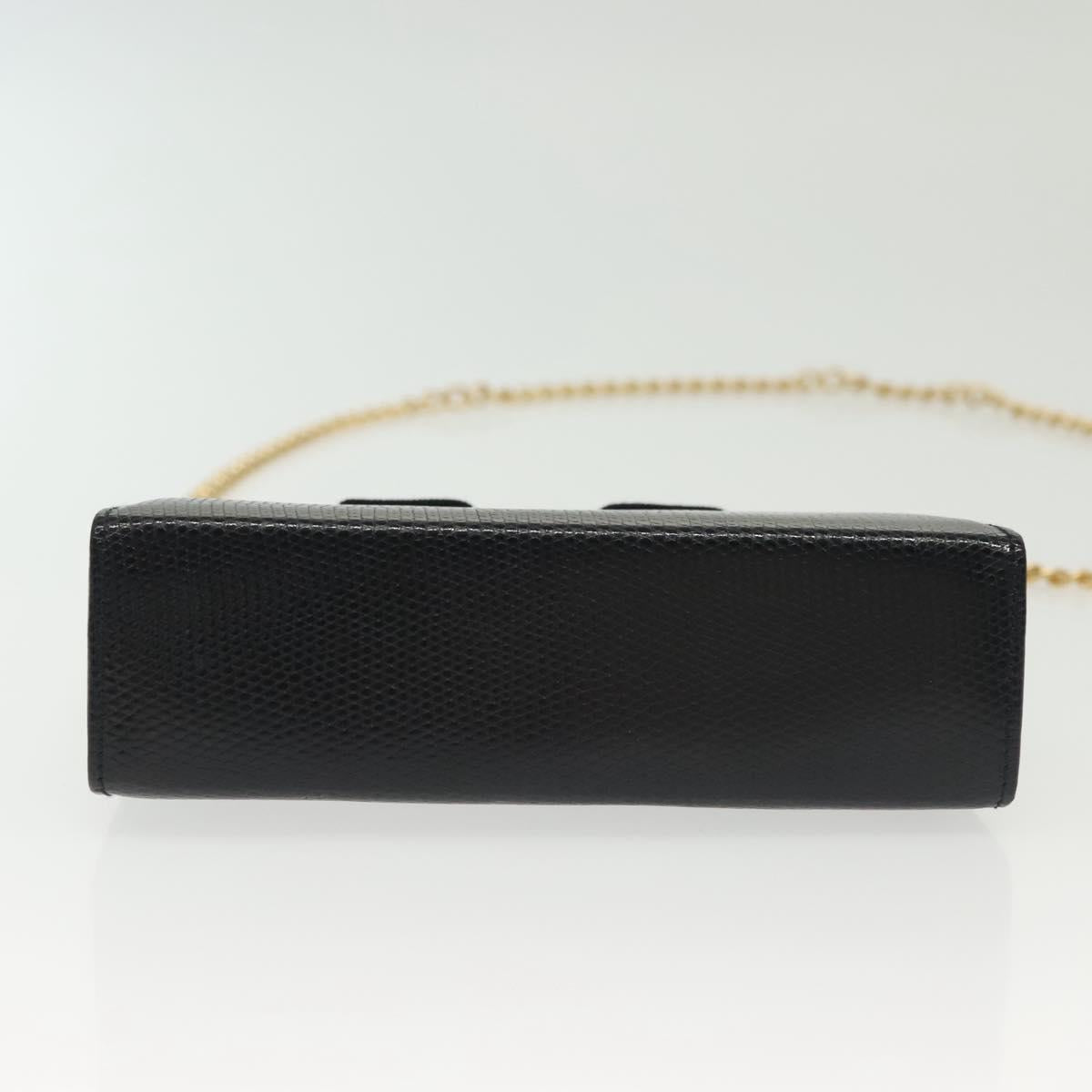 Salvatore Ferragamo Vala Chain Shoulder Bag Leather Navy Gold Auth gh620