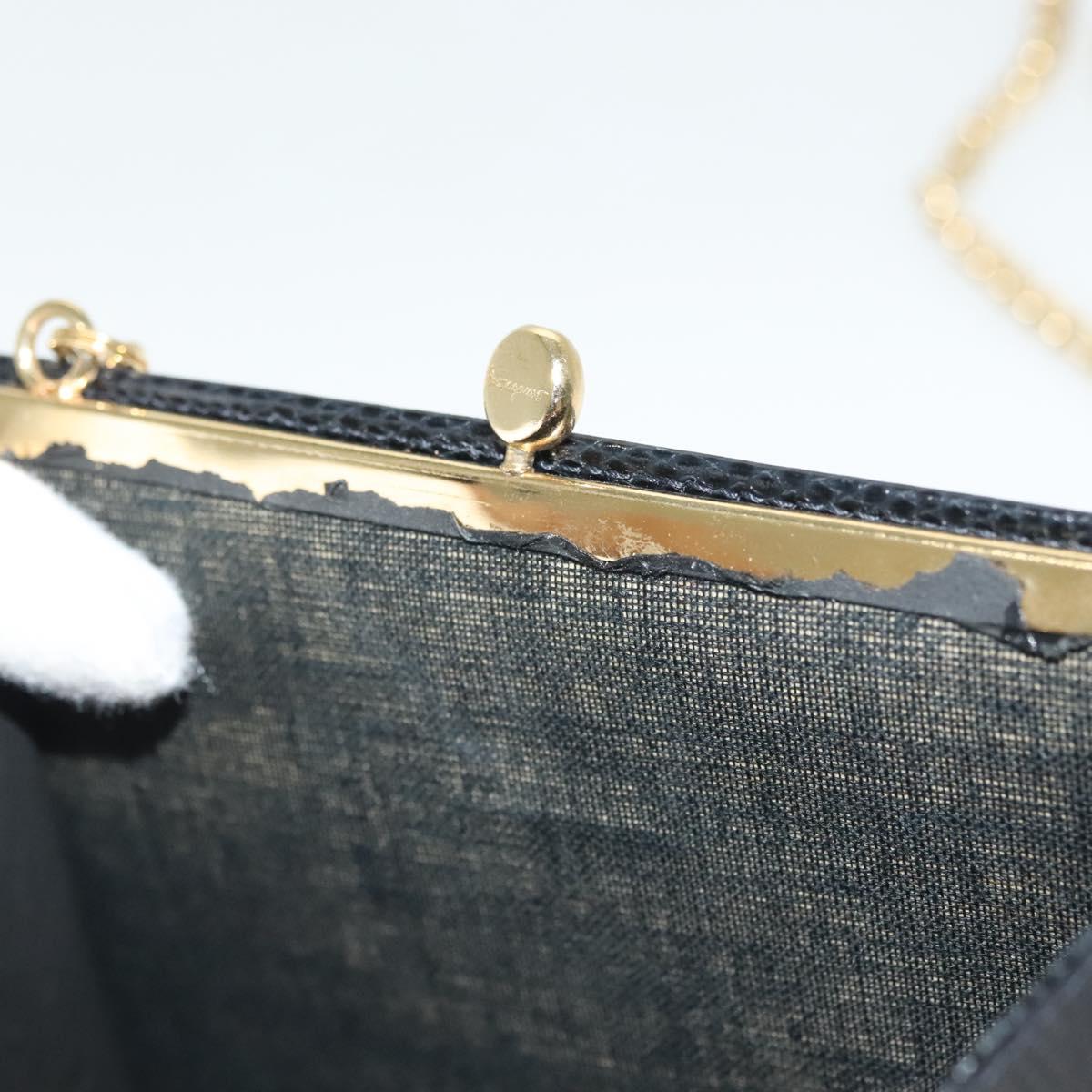 Salvatore Ferragamo Vala Chain Shoulder Bag Leather Navy Gold Auth gh620