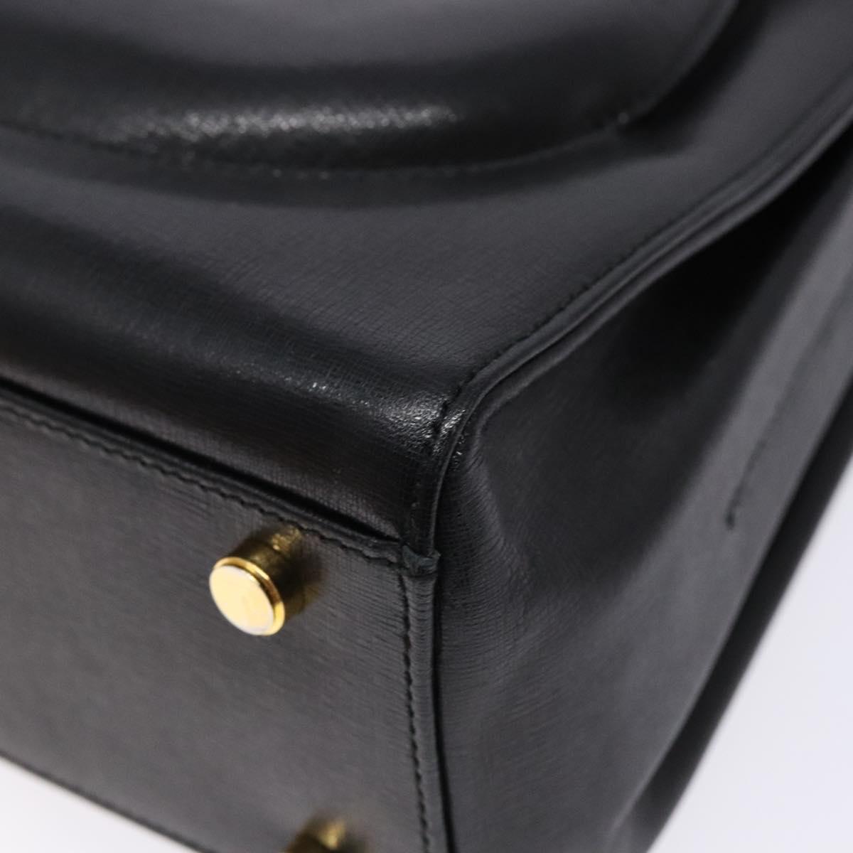 Salvatore Ferragamo Hand Bag Leather 2way Black Gold Auth gh621