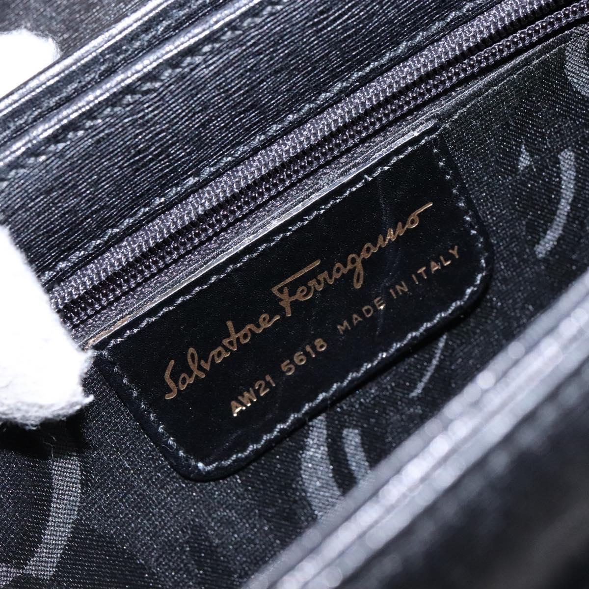 Salvatore Ferragamo Hand Bag Leather 2way Black Gold Auth gh621