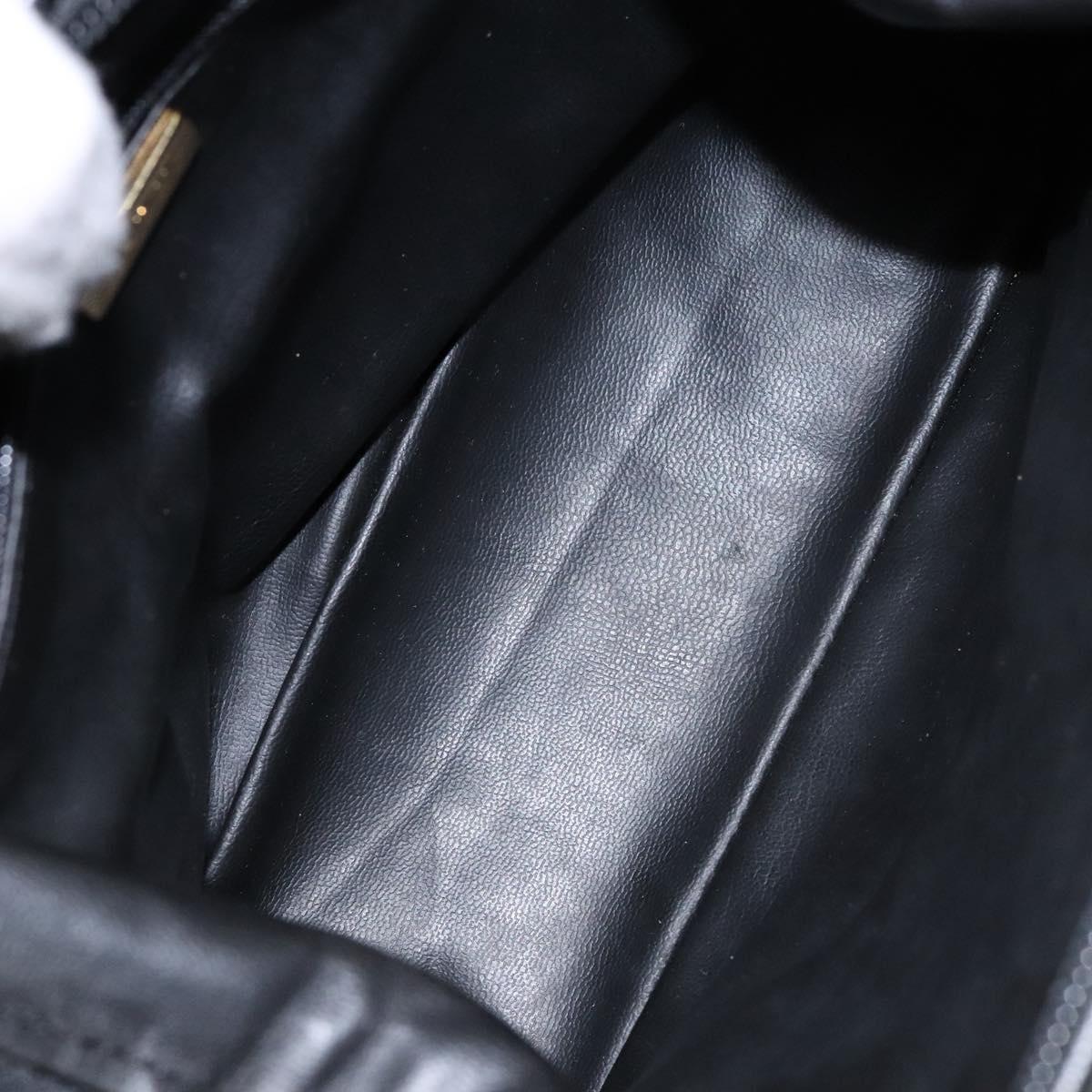 BALLY Quilted Hand Bag Leather 2way Gold Black Auth gh622