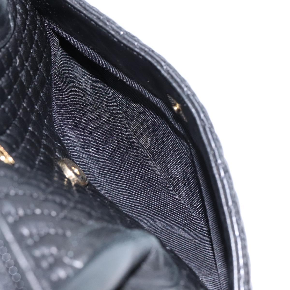 BALLY Quilted Hand Bag Leather 2way Gold Black Auth gh622