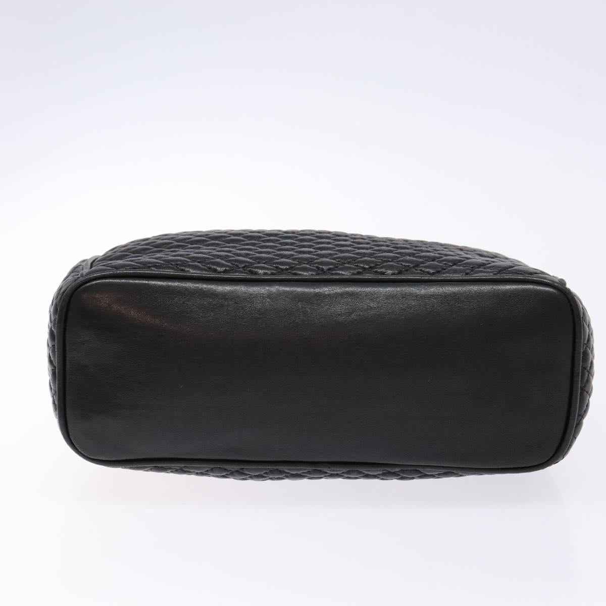 BALLY Quilted Hand Bag Leather 2way Gold Black Auth gh622