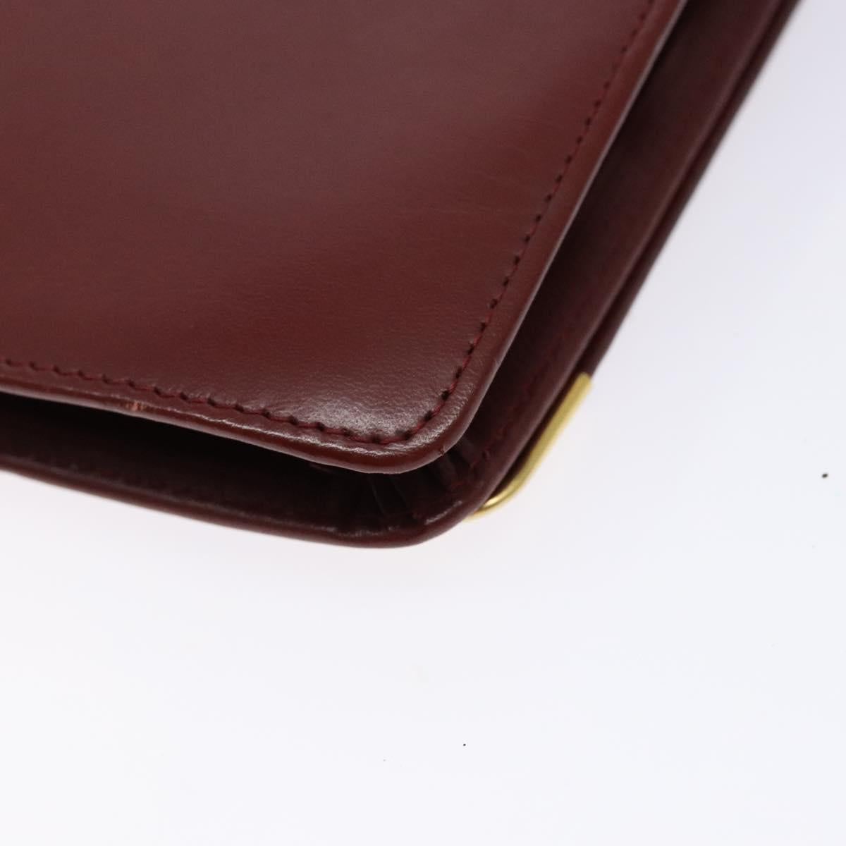 CARTIER Must Line Clutch Bag Leather Bordeaux Gold Auth gh624
