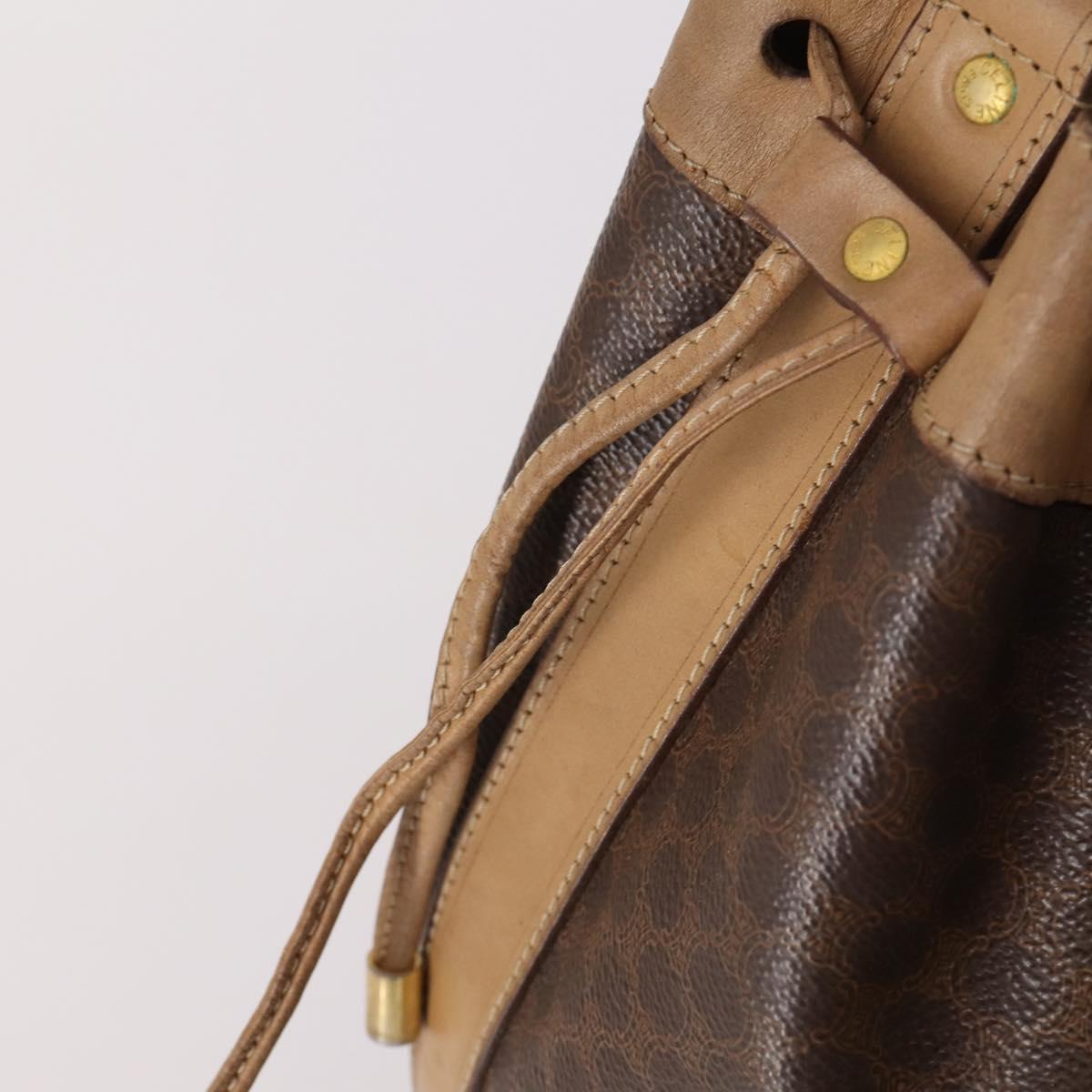 CELINE Macadam Canvas Shoulder Bag PVC Leather Brown Auth gh633