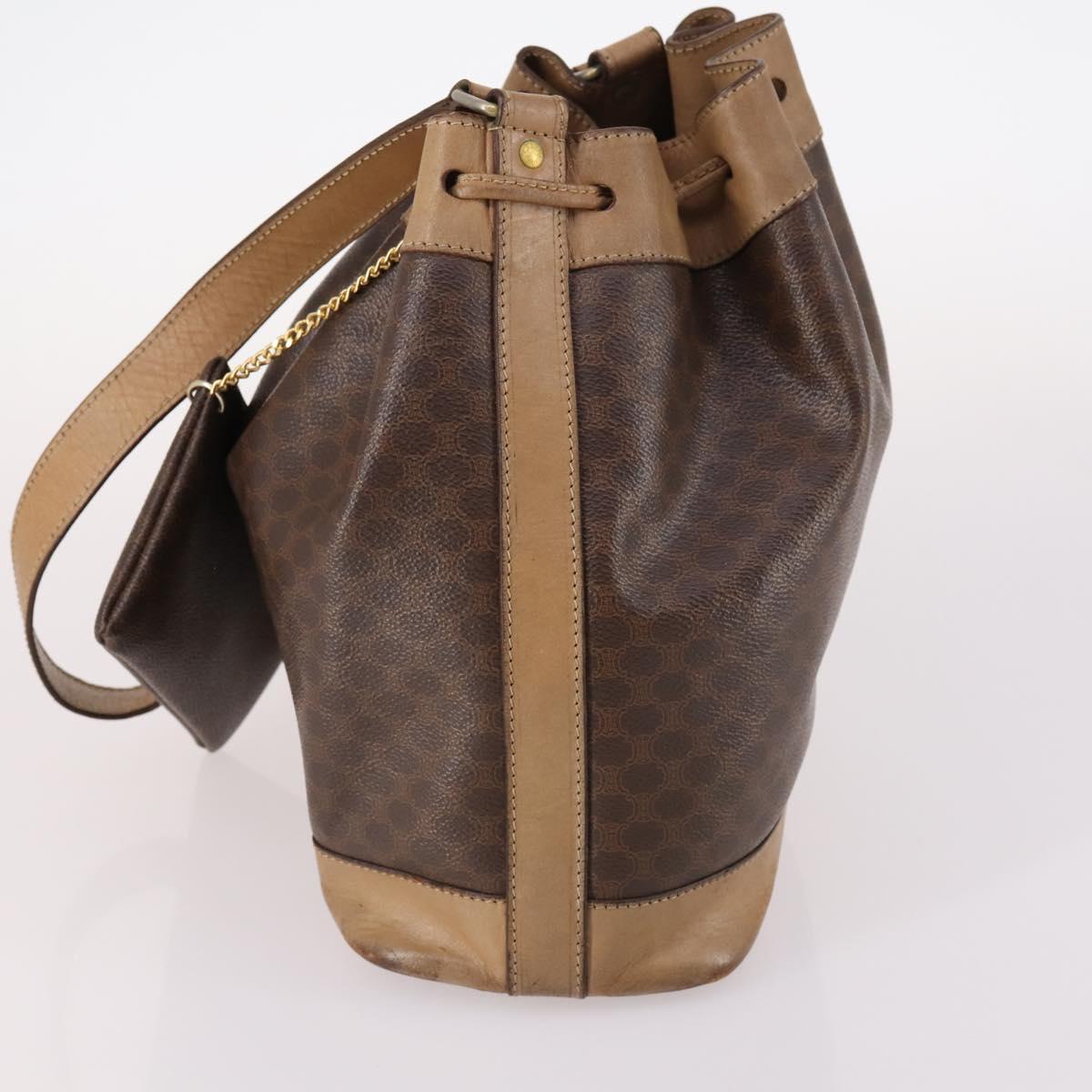 CELINE Macadam Canvas Shoulder Bag PVC Leather Brown Auth gh633